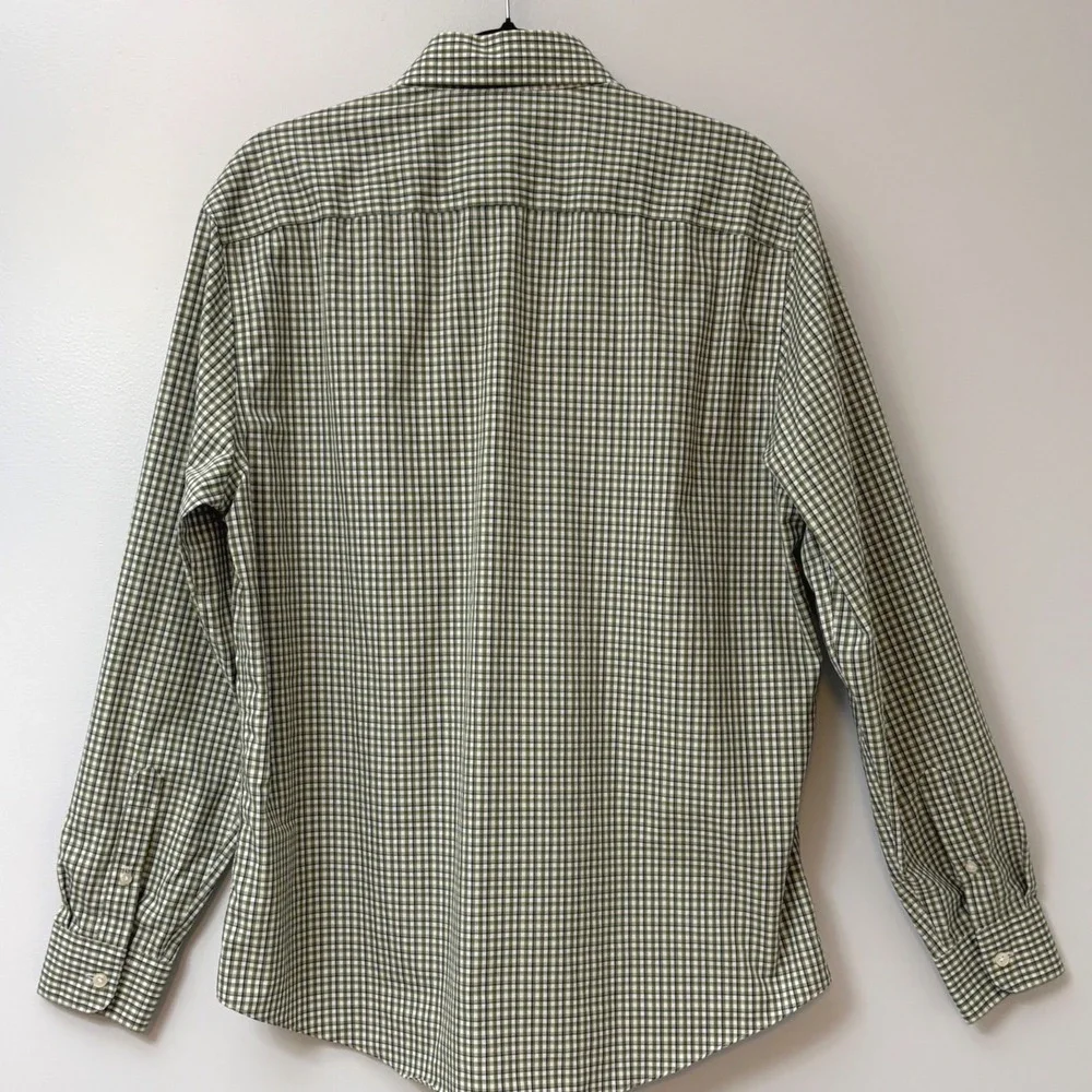 Joseph Abboud Non-Iron 100% Cotton Green Gingham Button Down Shirt Mens L - Picture 2 of 7